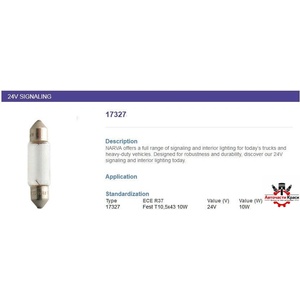 NARVA NARVA-17327 -24V 10W -сульфидна /41мм. / ('17327)