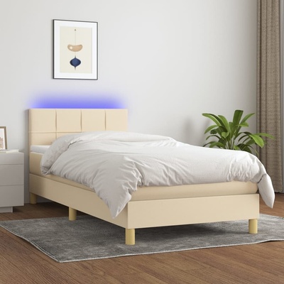 vidaXL 3133669 Boxspring postel s matrací a LED textil / barva krémová