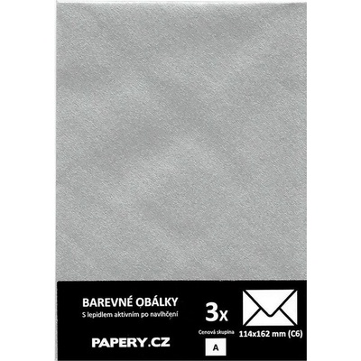HYBLER S.R.O. barevná obálka 114X162 STŘIBRNÁ METALICKÁ, 3 kusy, 100 gm2, olizová