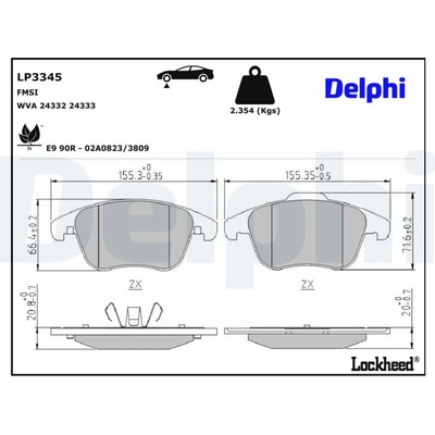 Sada brzdových platničiek, vždy 4 kusy v sade DELPHI LP3345