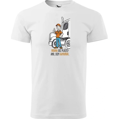 Sablio Tričko s potiskem pro řidiče kamionu Hrdina bez pláště? Ano, jsem kamioňák bílé