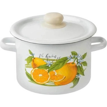 idilia 18 см емайлирана тенджера с метален капак idilia разцветка Лимон