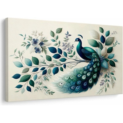 Obraz elegantní páv mezi listy - 120x80