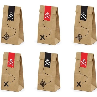 PartyDeco PartyDeco Papírové sáčky na sladkosti - Piráti 6 ks – Zbozi.Blesk.cz