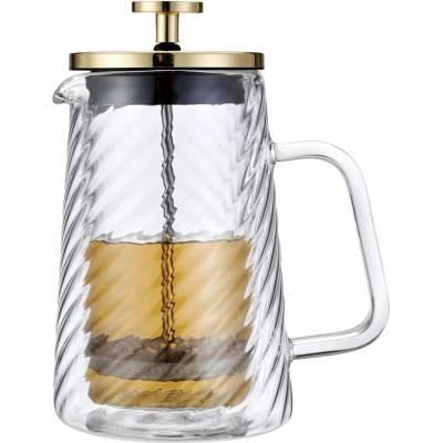 Klausberg Skleněný french press na kávu a čaj 1000 ml zlatý 7767