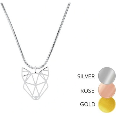 BeWooden Dámský řetízek wolf steel pendant zlatá PSS3