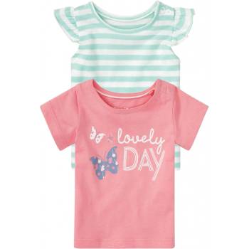 LUPILU® Dievčenské tričko pre bábätká BIO 2kusy biela pruhy ružová