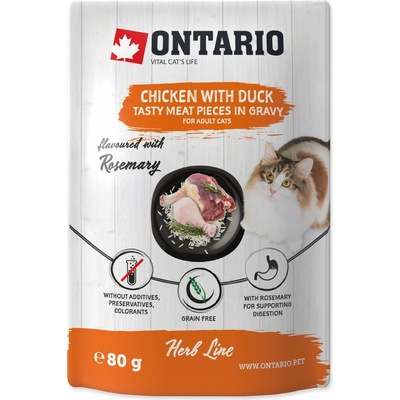 Ontario kuře a kachna v omáčce pro kočky 80 g