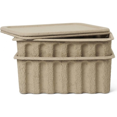 ferm LIVING Úložný box s vekom Paper Pulp Large - set 2 ks