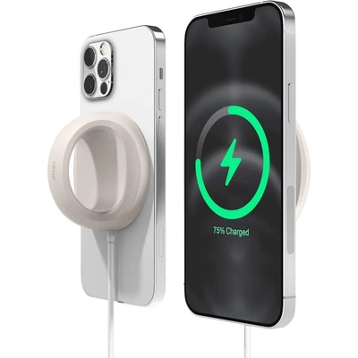 elago Grip Stand for MagSafe - силиконова поставка за зареждане на iPhone чрез поставяне на Apple MagSafe Charger (бежов)