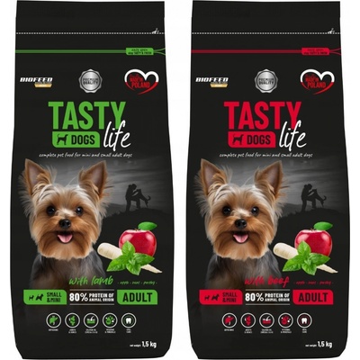 Tasty Dogs Life mini jahňacie 1,5 kg a hovädzie 1,5 kg