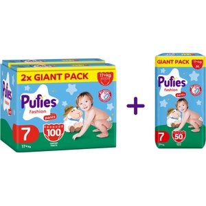 pufies Промо пакет пелени-гащи Pufies Fashion - Размер 7, Extra Large Plus, 100 бр, 17+ kg, Giant pack + 50 броя - ozone