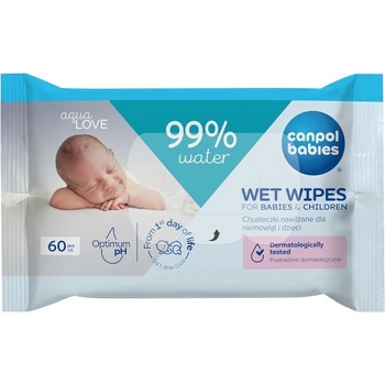 Canpol Мокри кърпички с 99% вода Canpol - За бебета и деца, 60 броя (14/200C)