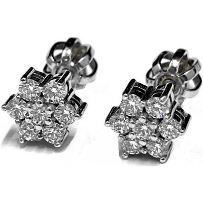 Zlatnictví Zlatíčko zlaté náušnice kytičky s diamanty 990.00001