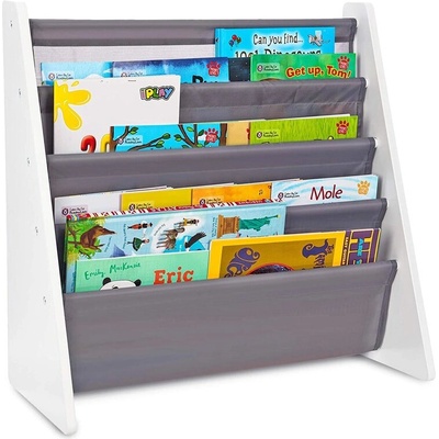 Дървен Органайзер за Детски Книжки и Играчки, Етажерка с Рафтове за Детска Стая - white/gray (jwtr-3029-white/g)