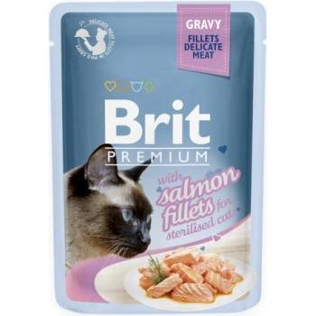 Brit cat Premium Deli e Fillets Salmon Gravy for Sterilised 24 x 85 g