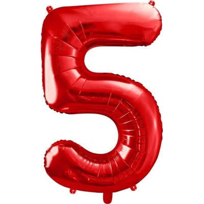 PartyDeco Fóliové číslo 5 červené 86 cm