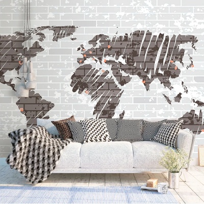 Art Gift Decor Фототапет Сива карта на света