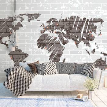 Image 1 of Art Gift Decor Фототапет Сива карта на света