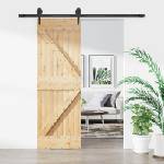 vidaXL Преплъзваща се врата 70 x 210 cm Естествено и черно (3445119)