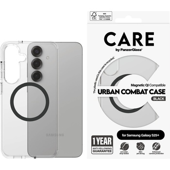 Image 1 of Panzer Гръб Care by PanzerGlass за Samsung Galaxy S25 Plus, Flagship Case, Прозрачен, Urban Combat, QI Compatible, Черен