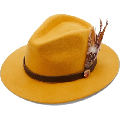 Alan Paine Richmond Felt klobouk s peřím Mustard žlutá