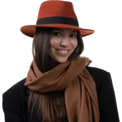 Fiebig plstěný klobouk fedora nemačkavý cestovní zrzavý