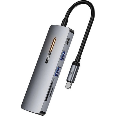 Toocki 6-in-1 Multifunctional Docking Station USB-C Hub 4K 30Hz - мултифункционален хъб за свързване на допълнителна периферия за устройства с USB-C (сив)