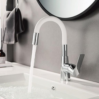 Inter Ceramic Стоящ смесител за умивалник ICF 124211 7113MW, месинг + цинк, хром + бял, 29x18х4см (124211 7113MW)