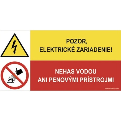 Pozor, elektrické zariadenie! Nehas vodou, samolepka