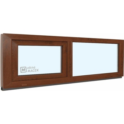KÖMMERLING Plastové okno - 70 AD, 2100x500 mm, FIX/S, ořech čiré, ořech/ořech