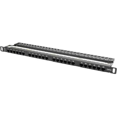 Lanberg Пач панел, Lanberg patch panel 24 port 0.5U CAT. 6, black (PPU6-0024-B)