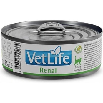 Farmina Vet Life Renal - пълноценна диетична консерва за котки за подпомагане на бъбречната функция в случай на хронична или временна бъбречна недостатъчност - 0, 85 кг, Италия - PVT085003