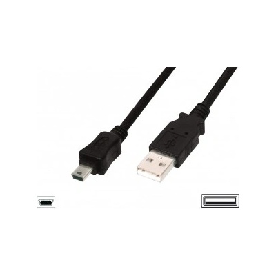 Digitus AK-300108-018-S USB USB A samec na B-mini 5pin samec, 1,8m, černý