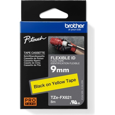 páska BROTHER TZFX621 čierne písmo, žltá páska FLEXIBLE ID Tape (9mm) (TZEFX621)