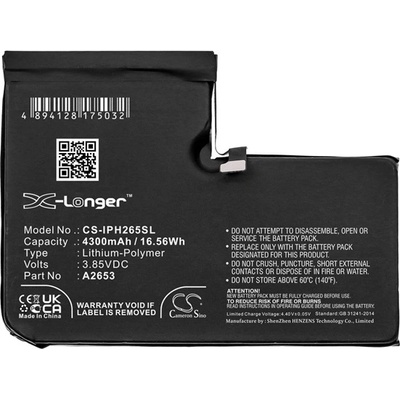 Cameron Sino Батерия за iPhone 13 Pro Max CAMERON SINO Li-Polymer 3.85V/4300mAh, съвместима с Apple A2653, ЧЕРНА CS-IPH265SL (CS-IPH265SL)
