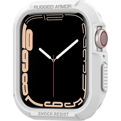 Хибриден кейс с висока степен на защита за Apple Watch 44мм, 45мм - Spigen Rugged Armor Case (бял) (062CS24471)