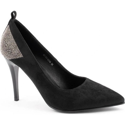 Дамски обувки от еко кожа велур на тънък ток