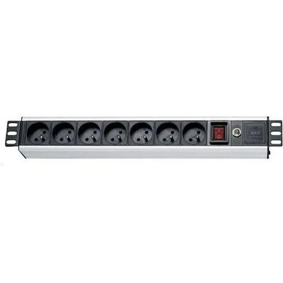 XtendLan ZASUVKA7F-19 Rozvodný panel, 19", 7x 230V, ČSN, přepěťová a proudová ochrana, vypínač ZASUVKA7F-19