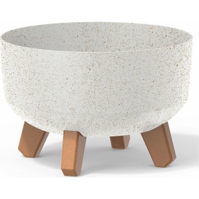 PROSPERPLAST Kvetináč GRACIA LOW ECO WOOD 23,5 cm biely
