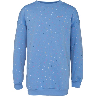 Nike NSW CLUB FLC OVRSZD CRW Logo modrá