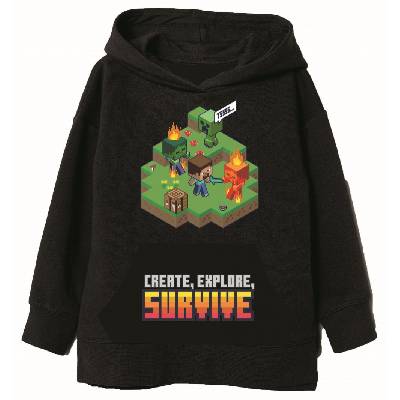Minecraft mikina Create Explore Survive černá dětská Velikost mikiny: 6 let (116 cm)