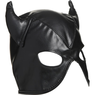 Master Series Dungeon Demon Bondage Mask with Horns Black