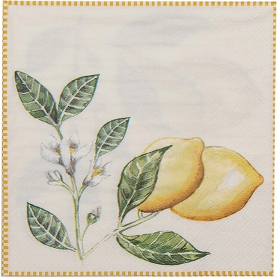 Clayre & Eef Papierové obrúsky s citrónmi Lemons & Leafs 33x33 cm 20ks