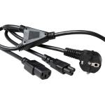 ACT Powercord разклонителен кабел с мрежов конектор CEE7/7 мъжки (под ъгъл) - 1 x C13 + 1 x C5 1, 8 м черен AK5166 (AK5166)
