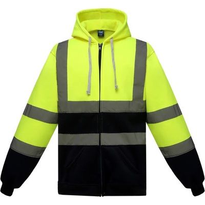 Yoko mikina HVK07 Hi-Vis s kapucí výstražná žlutáFluorescent/navy