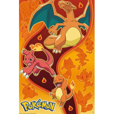 Plagát, Obraz - Pokemon - Fire Type, 61 × 91.5 cm