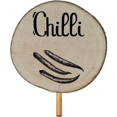Zapichovátko do květináče 30 cm – Chilli (Dřevěné zapichovátko k bylinkám 30 cm)