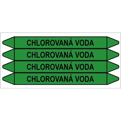 Značení potrubí, chlorovaná voda,4 ks, 250 × 26 mm PZ 008862