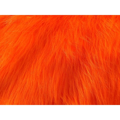 Umělá kožešina, oranžová, vlas 90 mm kožešinový čtverec